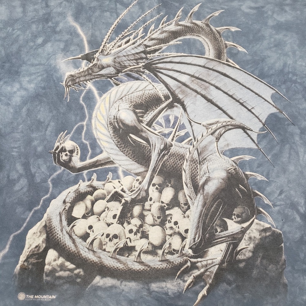 The Mountain Shirt Mens Large Blue Short Sleeve Dragon